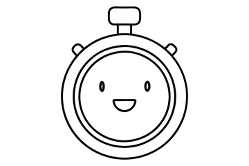 Happy Stopwatch Time Management Cartoon Efficiency Productivity Speed Timer Clock