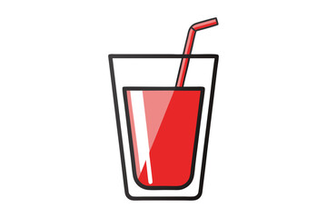 Refreshing Red Juice Drink in Glass with Straw