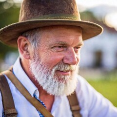 Fototapeta premium portrait of smiling man in hat