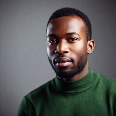 Obraz premium Extreme macro portrait of an African man in a modern setting, captured with soft focus to create a smooth, dreamlike quality. The portrait highlights the contrast between his contemporary outfit and t
