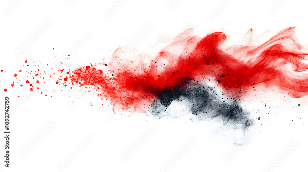 Poster dynamic red and black smoke art abstract visuals digital art studio setting creative concept