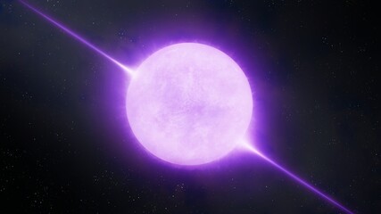 Star Pulsar in space isolated. Rapidly Rotating Neutron Star. Magnetar, a source of radio emission.