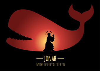 jonah inside the belly of the fish silhouette Logo