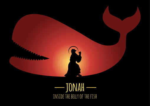 jonah inside the belly of the fish silhouette Logo