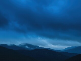 Obraz premium Moody Mountain Landscape with Dark Blue Skies, abstract pattern, layered design