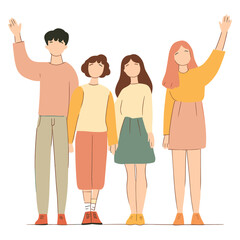 Obraz premium Group of Friends Cheering and Smiling in Celebration