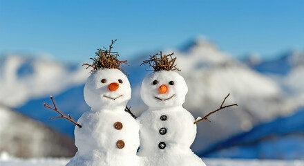 Obraz premium Happy snowman team
