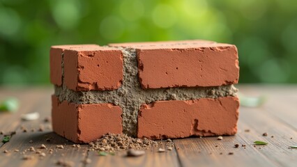 Close-up of an eco-friendly recycled brick showcasing sustainable construction practices