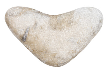 Top view of single gray pebble isolated on white background.