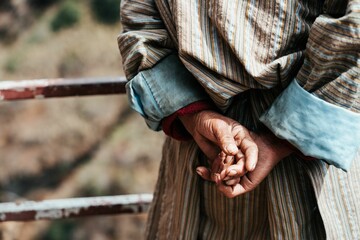 Fototapeta premium Elderly hands in traditional attire