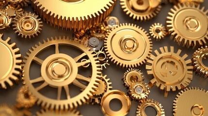 Complex Mechanical Gears and Cogs in Vintage Industrial Background