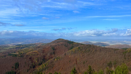 Autumn in the mountains, autumn mountains from above. Drone view.