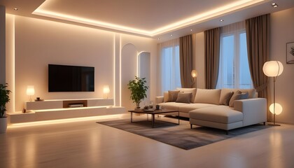 Photo modern style interior room 3d illustration