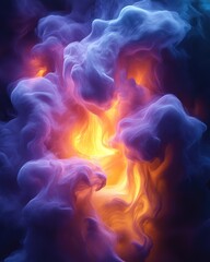 Fototapeta premium Richly colored swirls of purple and orange blend seamlessly to form a captivating abstract background, perfect for enhancing designs in digital and print media for any occasion