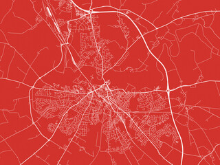 Christmas Map of Carlisle, United Kingdom in Snowy White on Festive Red Background.