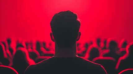 Audience  Red Light  Cinema  Back of Head  Show  Concert  Theater  Entertainment  Spectato