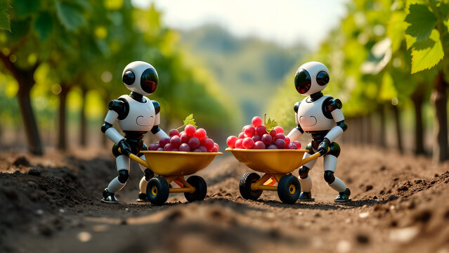 Miniature Photography of Robots in a Colorful Landscape
