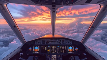Sunrise Above the Clouds from a Cockpit