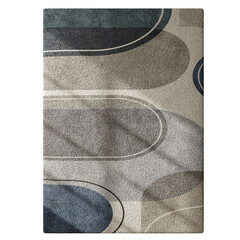 A rug with a pattern of circles and squares