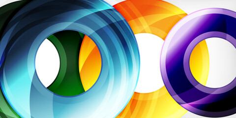 Obraz premium Bright colorful circles with light effects. Abstract background