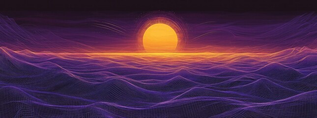 Sunset Over Ocean Vibrant Horizon