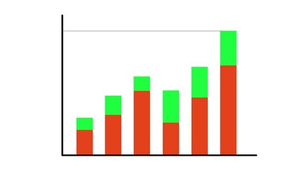 Bar graph chart with axis illustrated small data business concept. Grow chart animation for yours presentation. 4K motion graphic video clip on black background