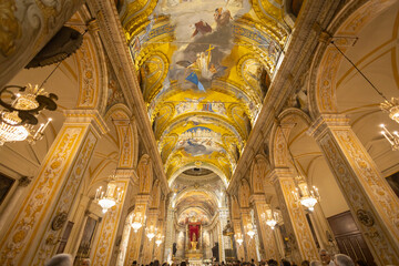 Obraz premium ACIREALE, ITALY, JUNE 18, 2023 - Inner of the Basilica Cathedral of Maria SS. Annunziata or Duomo of Acireale, province of Catania, Sicily, Italy