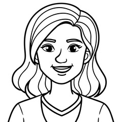 cartoon portrait of cute woman standing and smiling

