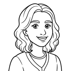 cartoon portrait of cute woman standing and smiling
