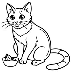 cat sitting and eating food vector illustration