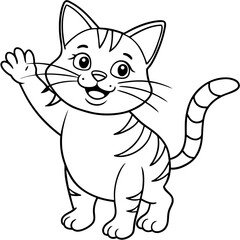 cat sitting and eating food vector illustration
