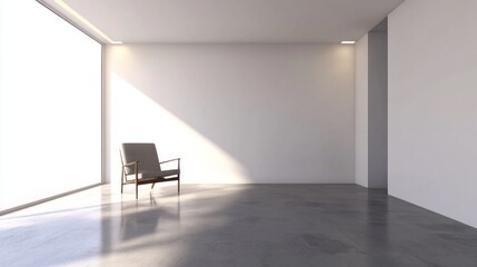 Fototapeta premium A chair is sitting in a room with a white wall