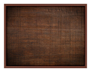 Dark brown wooden frame with brown wood background, clipping path.
