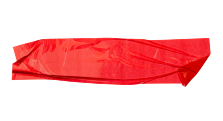 Wrinkled or crumpled red adhesive vinyl tape isolated on white background