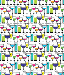 Seamlass pattern with drink glasses
