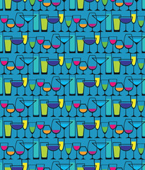Seamlass pattern with drink glasses