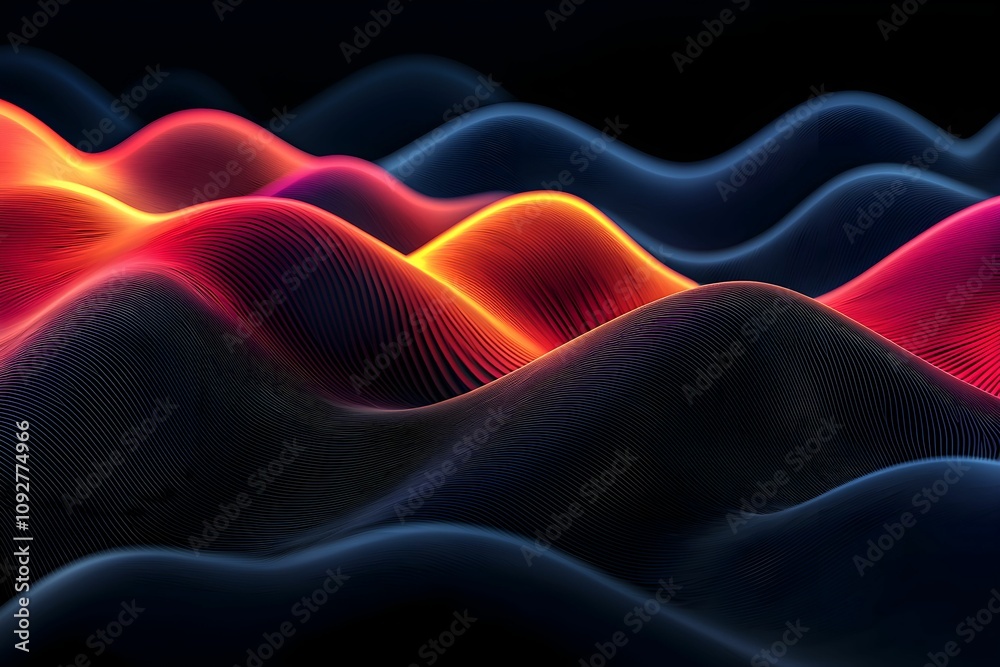 Poster vibrant undulating waves of color in abstract design