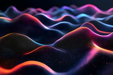 Fototapeta premium Colorful wave patterns create a vibrant digital landscape