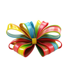 Fototapeta premium 3D gift bow for Christmas presents made of stretchy candy, isolated on a transparent background, Christmas decorations