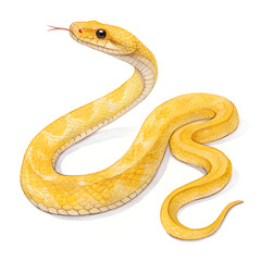 Fototapeta premium Yellow snake illustration with realistic details