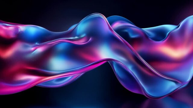 Abstract background liquid wave neon holographic glass fluid motion animation