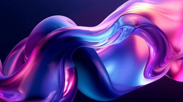 Abstract background liquid wave neon holographic glass fluid motion animation