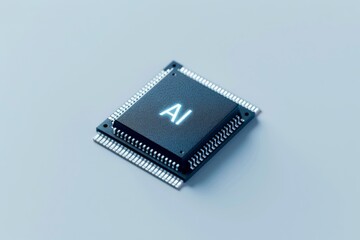 Microchip with Glowing AI Symbol Representing Advances in Artificial Intelligence Technology and Its Impact on Modern Computing and Innovation
