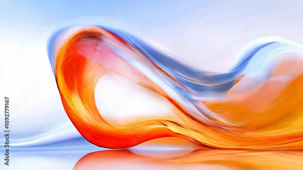 Poster vibrant abstract pattern of flowing orange and blue waves, creating a dynamic sense of motion and a 