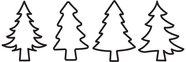 Set of Christmas trees linear vector icon. Set of Christmas trees plants, pine, nature and ecology related vector symbol