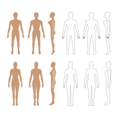 Naked standing woman bald silhouette