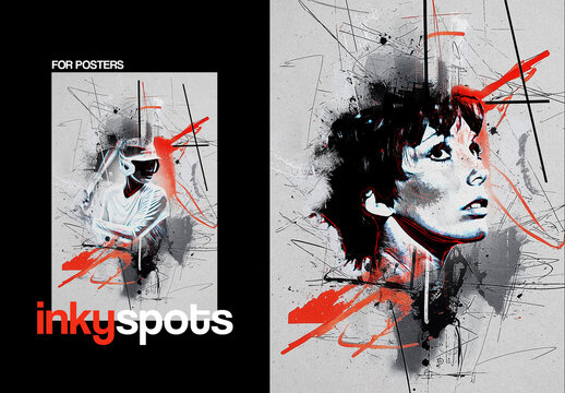 Inky Spots Poster Photo Effect Mockup