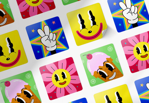 Sticker Row Mockup