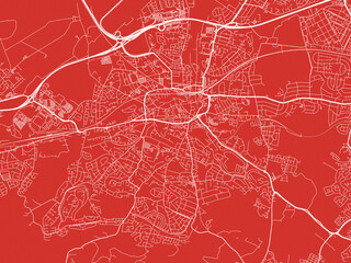 Fototapeta premium Christmas Map of Paisley, United Kingdom in Snowy White on Festive Red Background.