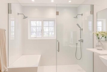 Use clear glass for the shower enclosure to create an open and a